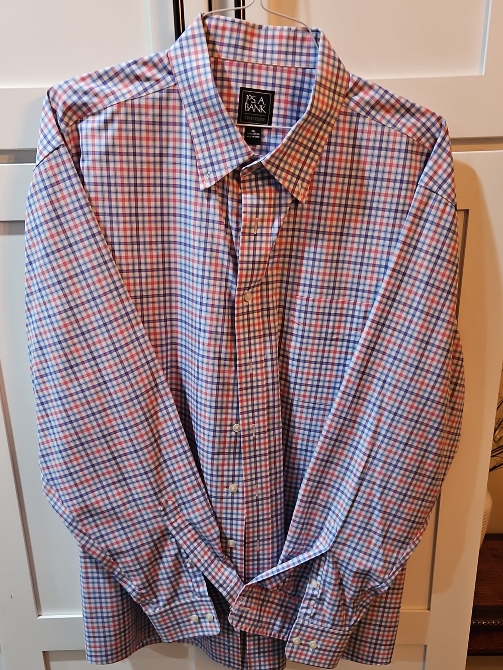 Jos. A. Bank Blue and Red Checked Dress Shirt Xxl